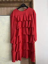 Valentino Dress Layered Ruffle 8 M Red Color Cocktail Mid Length Read!