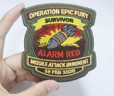 OPERATION EPIC FURY ''ALARM RED'' SURVIVOR EMBROIDERED IRON-ON PATCH