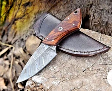 Custom Made Hand Forged Damascus Steel Blade Hunting Skinning Knife 2894