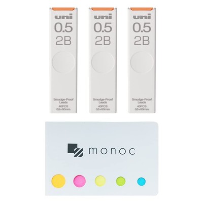 Uni Pencil Lead,''The Uni'' Smudge-Proof Leads, 0.5mm 2B, 3 Pack &'''' Sticky Not...