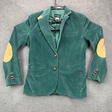 Vintage Pinnacle Green Corduroy Blazer Jacket Elbow Patches Japan Size 7 8846
