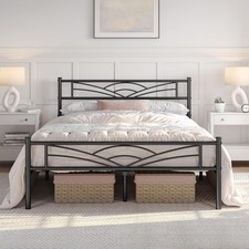 3ft/4ft6/5ft Heavy Duty Metal Bed Frame with Headboard and Footboard Bedroom