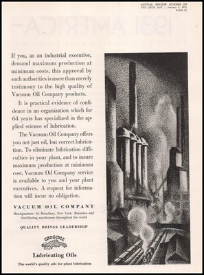 1931 Vacuum Oil Company Products New York City Art Deco Vintage Print Ad
