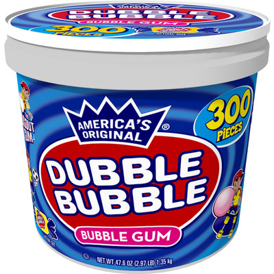 Dubble Bubble Gum, Individually Wrapped, 300 Pieces in Resealable Tub