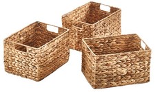 Regalkorb Aufbewahrungskorb Griff Gr. M 3er Set -  geflochtene Wasserhyazinthe
