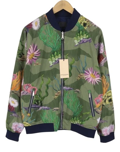 SCOTCH & SODA Men Jacket M Patterned Reversible Lightweight Zip Bomber DDP image 5