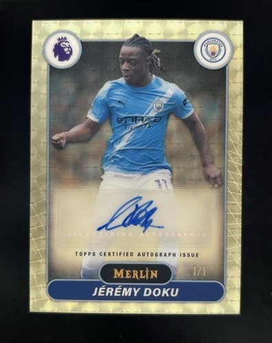 2025-26 Topps Merlin Premier League Jeremy Doku SUPERFRACTOR Auto 1/1 Man City