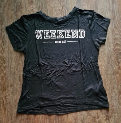 T Shirt Gr. XL schwarz mit Aufdruck ''Weekend'' Damen/Mädchen