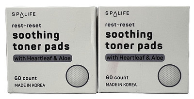 SpaLife rest+reset Toner Pads Heartleaf Aloe Hydrating Soothing 60ct Face 2X NIB