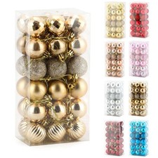 Christmas Tree Baubles 36Pcs Shatterproof Plastic Balls Xmas Hanging Ornaments