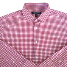 Mizzen Main Leeward Shirt Mens XL Trim Fit Red White Gingham Button Long Sleeve