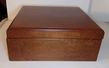 Wood Lined Cigar Box Hinged 10" X 8.5" X 4.25"