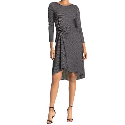 John Lewis Max Studio Langarm Kleid Gr. L asymmetrischer Saum schwarz-weiß gestreift