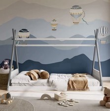 Letto per bambini Montessori letto a terra testiera pediera struttura a doghe in legno letto