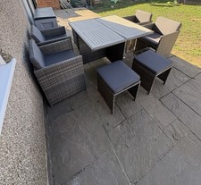 Grey Rattan Furniture Cube 8 Seater