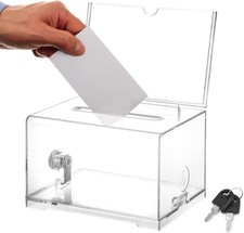 Acrylspendenbox, Spendenbox Abschlie&szlig;bar, Wahlurne Transparent mit Schl&uuml;ssel