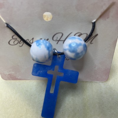 Handcrafted Resin Cross Necklace Beaded.  Mother s Day Gift. Beautiful Bling