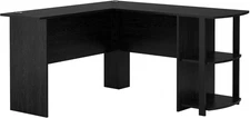 Dakota L-Desk with Bookshelves, Black Oak