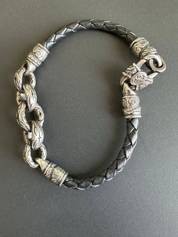 Scott Kay Sterling Silver Leather bracelet w adorable unbranded key necklace - Image 2 of 4