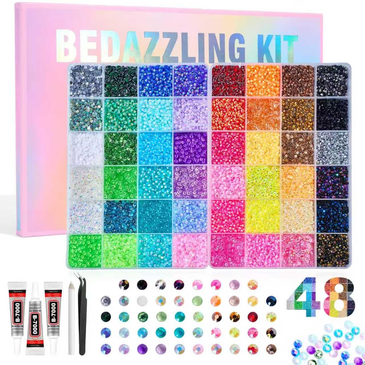 44000 Pcs Resin Jelly Rhinestones Bedazzling Kit - 48 Colors 3mm, 48