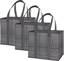 3 Pack Reusable Grocery Bags, Shopping Bags for Groceries, Utility Tote with Han