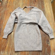 Fashion Nova Gray Ribbed Knit Mini Dress XS Womens