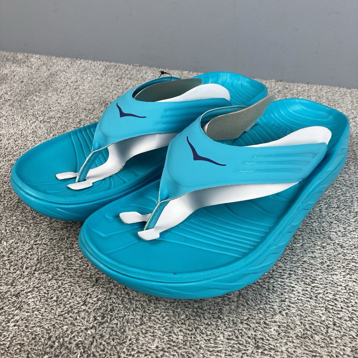 Hoka One One Ora Recovery Flip Flop Thong Sandal Scuba Blue Men Sz