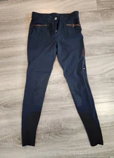 Equiline Knee Patch Breeches G-Zone Navy Women's Size IT 40 Braided Detail