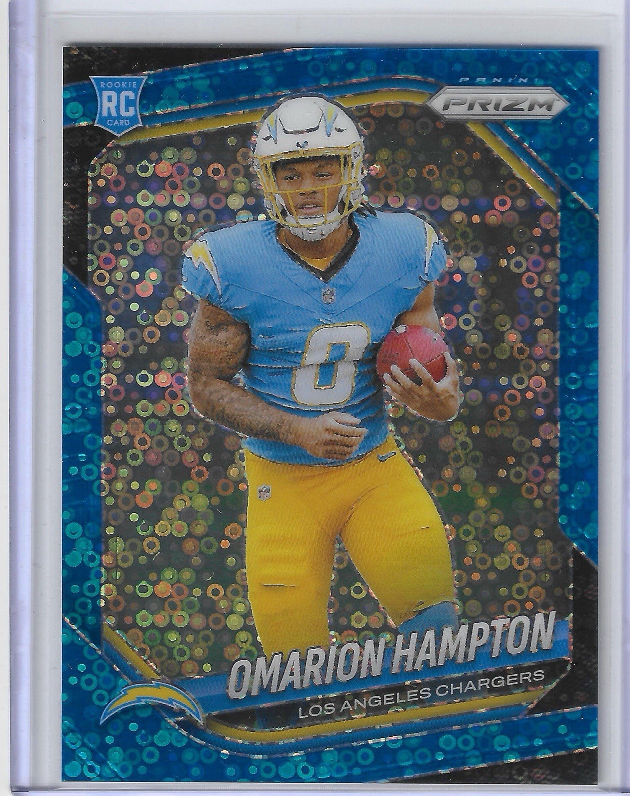Omarion Hampton 2025 Panini Prizm SP RC Blue No Huddle Prizm /125 #355 Chargers