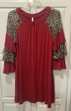 Emerald Dress Size 1x Red With Leopard Lace Accents
