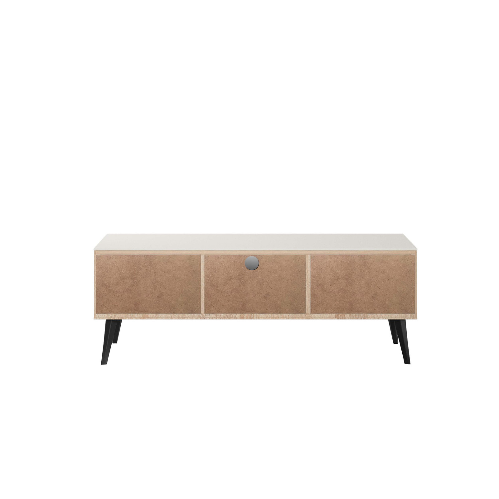 Manhattan Comfort Haley 55.10" Mid-Century Modern TV Stand in Natural and Beige