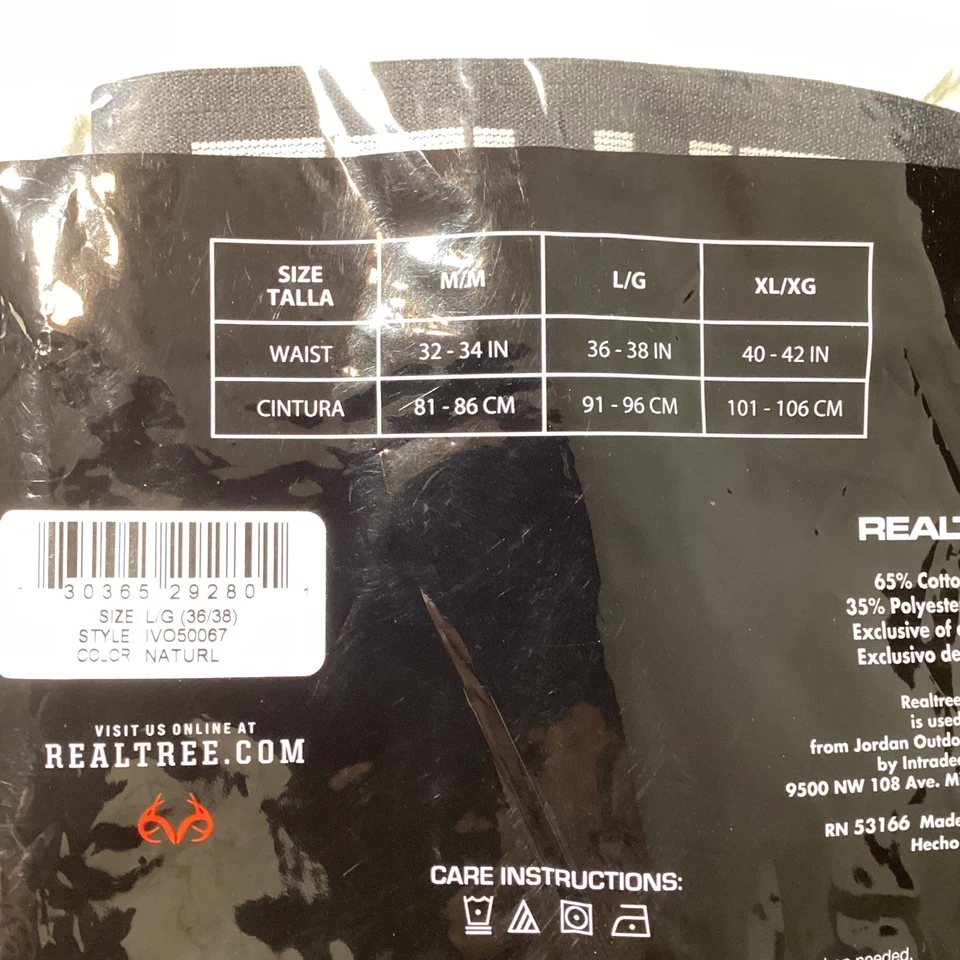 Realtree Men's Heavyweight Cotton Thermal Bottom SIZE Large Base Layer NEW - Image 4 of 4