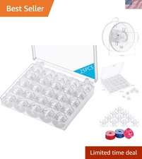 25 Durable Plastic Bobbins for Sewing Machines with Convenient Storage Case