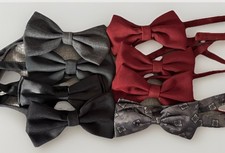 Bundle of 8 Bow Ties Hook & Loop Closure Grey, Black, Maroon
