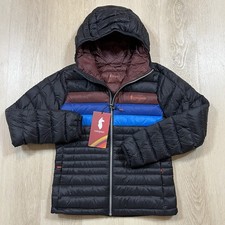 NWT Cotopaxi Black  Chestnut Stripes Fuego Down Hooded Jacket Women's XXS 275