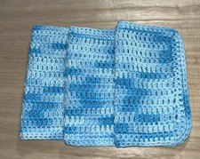 HANDMADE SET OF 3 CROCHET COTTON DISH CLOTHS OR WASH CLOTHS 8.5x8.5 INCHES NEW 