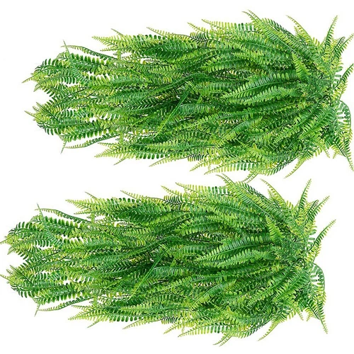 Artificial Hanging Ferns Plants Vine Fake Boston Fern Hanging Plant Waterproof - Picture 8 of 10
