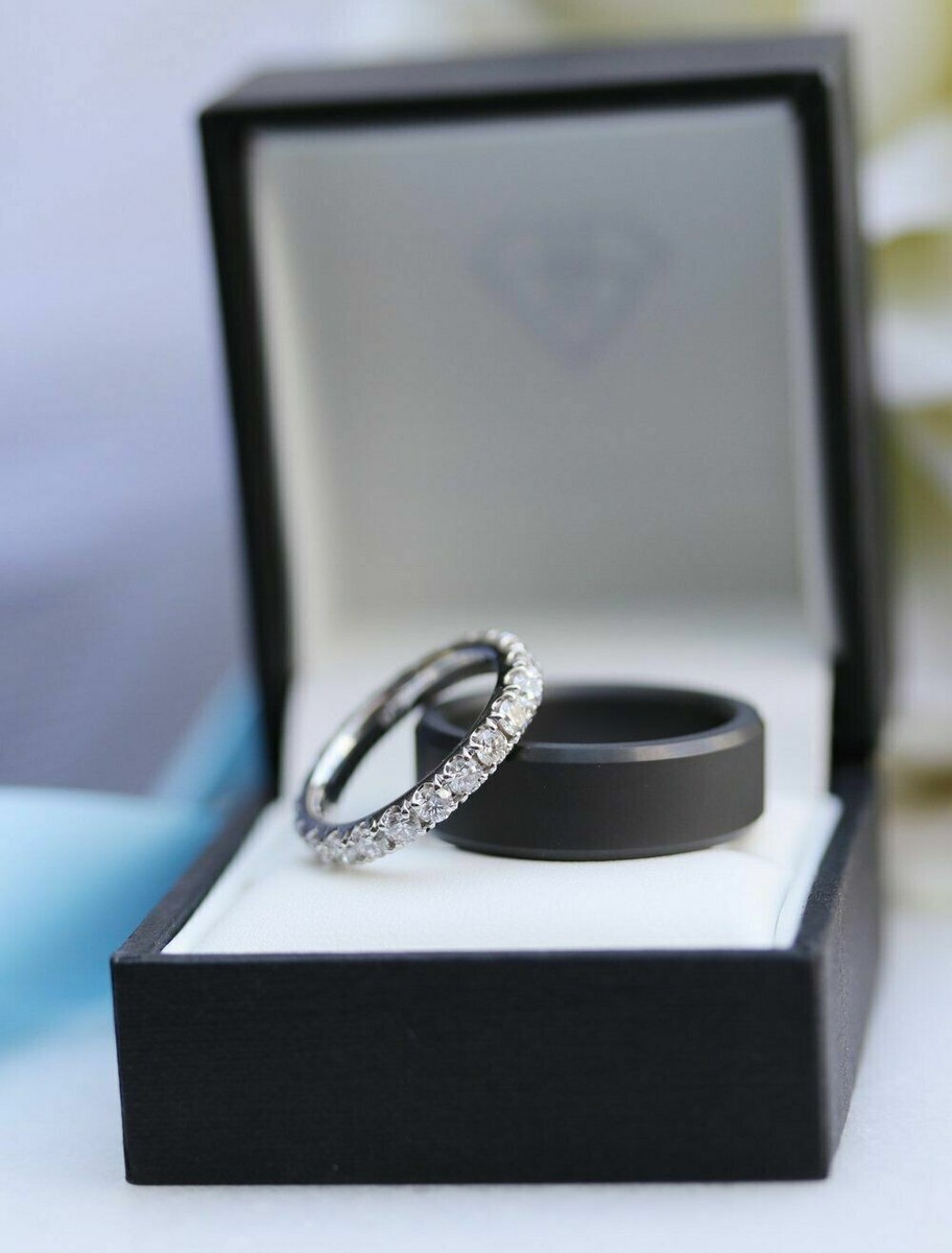 Sfida Ring Anello Eternità In Argento Sterling 925 Con 5 Diamanti Simulati - Taglie Da J A V Anello Regolabile Placcato Rodio - Foto 6