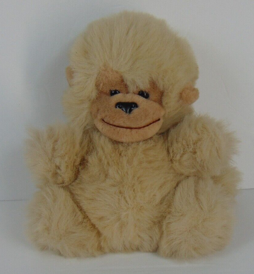 Vintage Russ Berrie Plush Hand Puppet Tan Monkey Mungo Stuffed Toy Doll 12