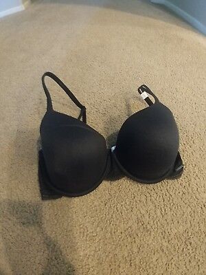 CALVIN KLEIN black 34DD bra sheer lace two clamp underwire comfort padded  bra