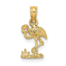 14k Yellow Gold Mini Flamingo Charm Pendant Gift for Mother