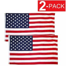 2 Pack 3x5 Ft American Flag w/ Grommets - United States Flags - US America - USA