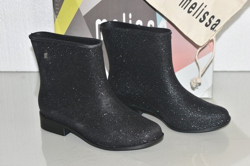 Nuevo Melissa Luna Polvo Negro Plata Purpurina Botines Botas Ee. Uu. 5 eBay