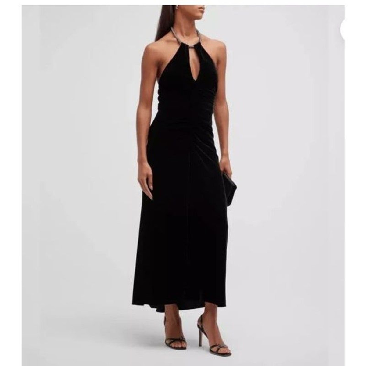 green emerald velvet dress Lisette Cotton Poplin Midi Dress in Black