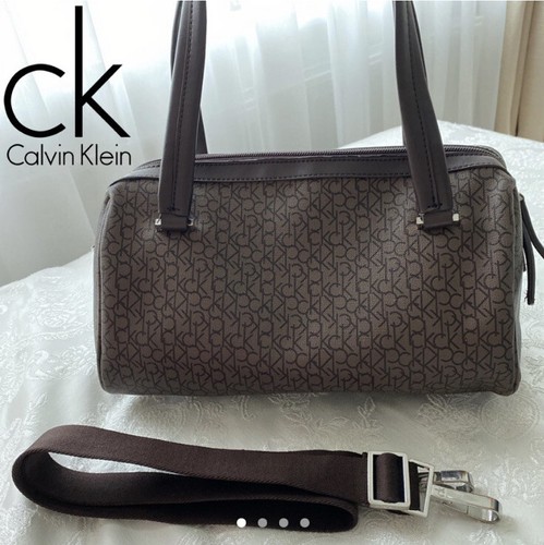 Marrone Cioccolato Calvin Klein Borsa a mano monogramma Autentico Designer  Borsa a tracolla CK | eBay