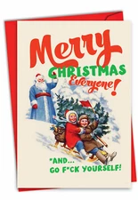 1 Funny Christmas Card with Envelope - Greetings to Everyone C6686XSG
