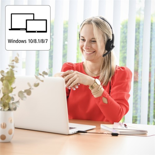 Hama On Ear Stereo Headset HS-USB250 2m Kabel Mikrofon USB-A PC Office Kopfhörer - Bild 6 von 7
