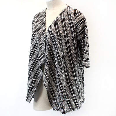 Catherines Plus Size Black/White OPEN STITCH CASCADE Cardigan 0X, 14/16W 