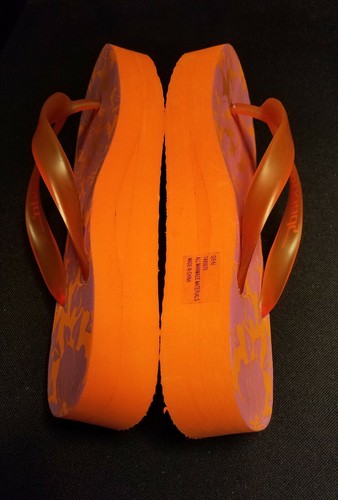 Nuevo con caja sandalias tanga chanclas para mujer S(5-6) speedo naranja púrpura 1 1/4" plataforma - Imagen 5 de 9