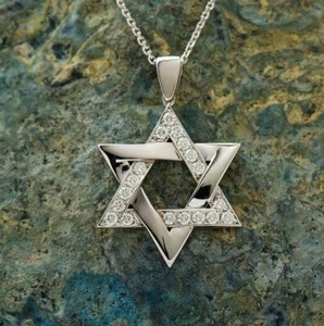 Authentic 1ct Moissanite Star of David Charm Pendant Necklace 14k White Gold Plated Silver